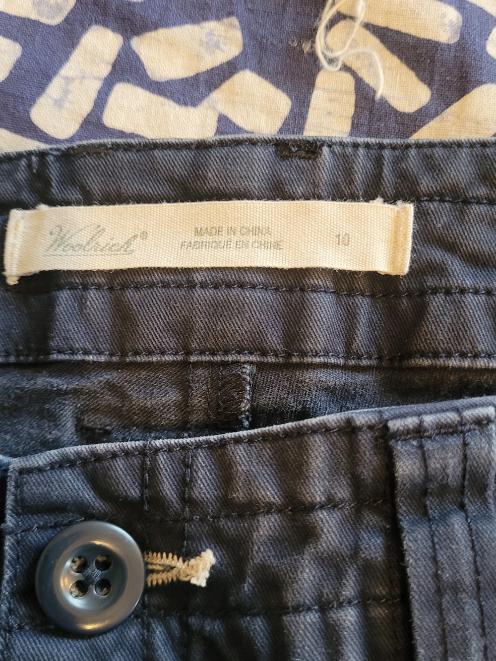 Woolrich Navy Cotton Trousers